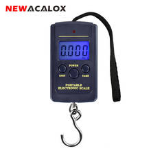 Newacalox mini balança digital para pesca, balança eletrônica de gancho para viagem e bagagem, 40kg x 10g 2024 - compre barato