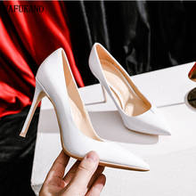 Zapatos de tacón alto de charol para mujer, calzado Sexy de punta estrecha, rojo, y boda para fiesta, tallas grandes 33-42, 6, 8 y 10 cm 2024 - compra barato
