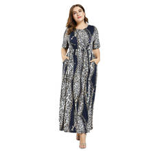Women Summer Long Dress Muslim Abaya Kaftan Boho Print Short Sleeve Maxi Cocktail Party Gown Holiday Beach Sundress Plus Size 2024 - buy cheap