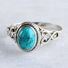 Женские кольца с синим камнем в ретро стиле, кольцо на палец средней длины из серебра Anel в стиле бохо, Подарок на годовщину, L5N336 2024 - купить недорого