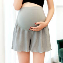 Летние шорты для беременных эластичные шорты с высокой талией для фитнеса с карманами Брюки для беременных мягкие шорты для живота одежда для беременных женщин 2024 - купить недорого