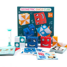 Cubo de madera que cambia la cara, forma geométrica, expresión, bloques de construcción a juego, juguetes de educación temprana Montessori para niños 2024 - compra barato