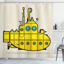 Submarino cortina de chuveiro retro grunge navio marinho industrial náutico oceano tema pano decoração do banheiro conjunto com ganchos 2024 - compre barato