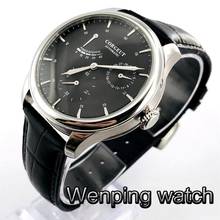 Corgeut 40mm Top Casual Business Mechanical Watch Silver Case Black Dial Date Leather Strap Men's Power Reserve Automatic Watch 2024 - buy cheap