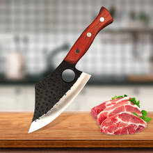 Faca de cozinha de aço de alto carbono forjado à mão, filete de carne com punho de madeira faca de açougueiro 2024 - compre barato
