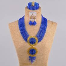 Majalia conjunto de miçangas africanas, colar de cristal azul, para casamento, jóias para mulheres, frete grátis 2024 - compre barato