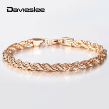 5/6mm 585 Rose Gold Twisted Rope Link Chain Bracelet for Women Men Party Wedding Fashion Jewelry Female Accessories 20cm DCB47 2024 - buy cheap