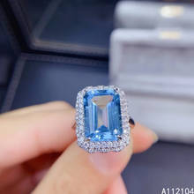 Joias finas de alta qualidade 925 prata esterlina natural com embutido topázio azul clássico luxo quadrado suporte para anel estilo chinês 2024 - compre barato