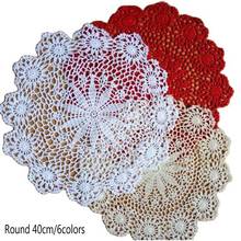 Handmade crochet table place mat cloth lace cotton placemat tea Cup coaster dining coffee doily pad drink mug Christmas kitchen 2024 - buy cheap