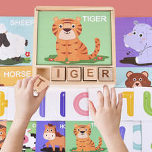 Large Size Word Puzzle Montessori Early Learning Cognitive Fruit Animal Traffic English Word Spelling Educational Toys for Kids 2024 - buy cheap