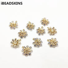 New arrival! 18x17mm 20pcs plating Real gold True Zircon Fower Shape charm for Necklace,Earrings parts,hand Made Jewelry DIY 2024 - buy cheap