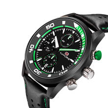 KunHuang брендовые модные спортивные часы для мужчин хронограф армейские военные часы кожаный ремешок водонепроницаемые кварцевые мужские часы 2024 - купить недорого