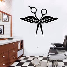 Wing Scissor Hair Salon Wall Decal Beauty Salon Sticker Barbershop Vinyl Window Decals Decor Mural Hairdresser Sticker LL104 2024 - buy cheap