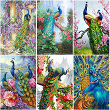 Pintura de diamantes cuadrados 5D, punto de cruz con paisaje de pavo real, bordado de diamantes, mosaico de animales, flor, regalo hecho a mano 2024 - compra barato