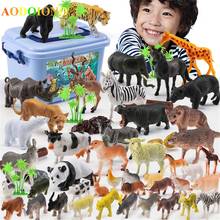 44pcs Genuine Wild Jungle Zoo Farm Animal Series Jaguar Collectible Model Kids Toy Children Early Learning Cognitive Toys Gifts 2024 - buy cheap