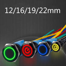 Luz LED de reinicio momentáneo, 12/16/19/22mm, cuerpo negro de alúmina, impermeable, interruptor de botón de Metal, motor de coche, autobloqueo 2024 - compra barato