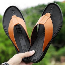 mens soft Flip indoor fashion couple beach slipper for sports sandals massage rubber flip shoes summer cork sandalsslippers man 2024 - buy cheap