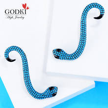GODKI Luxury Snakes Cubic Zircon Bridal Wedding Imitation Pearl Long Drop Earrings For Women Jewelry boucle d'oreille femme 2018 2024 - buy cheap