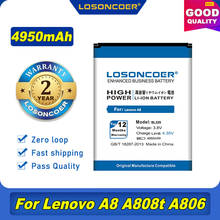 100% Оригинальный LOSONCOER BL229 4950 мАч аккумулятор для Lenovo A8 A808T A806 2024 - купить недорого
