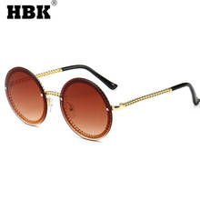 HBK-gafas de sol con cadena redonda para hombre y mujer, lentes de sol unisex con montura de Metal, Estilo Vintage, UV400 2024 - compra barato