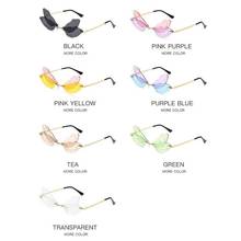 1pc Fashion Dragonfly Sunglasses Unique Design Rimless Wave Eyewear Luxury Trending Narrow Sun Glasses For Women Men 2024 - купить недорого