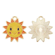 Julie Wang 5PCS Enamel Cartoon Sun Charms Colorful Alloy Gold Tone Drop Oil Metal Pendants Bracelet Jewelry Making Accessory 2024 - buy cheap