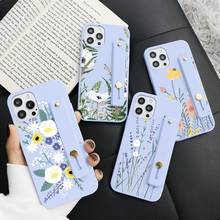 Flower Wrist Strap Case Funda For iPhone 11 12 mini Pro Max SE 2020 7 8 6 6S Plus 5 5S XR X Xs MAX Candy Color Holder Case Coque 2024 - buy cheap
