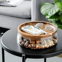 European Style Glass Candy Storage Box Double Layer Dried Nuts Candy Storage Box with Wooden Lid for Home Food Storage Container 2024 - buy cheap