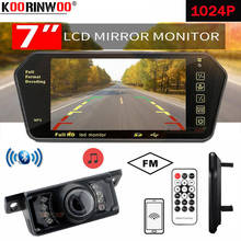 Koorinwoo-Monitor de espejo LCD para cámara de aparcamiento trasera de coche, Monitor de 7 pulgadas con bluetooth, 1024P, TFT, reproductor MP5, Control remoto 2024 - compra barato