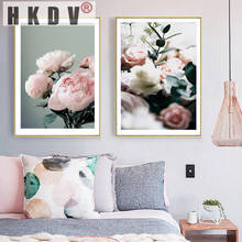 HKDV Modern Peonies Floral Canvas Painting Gallery Flower Wall Art Posters Print Nordic Pictures Living Room Interior Home Decor 2024 - buy cheap