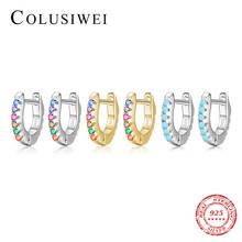 Colusiwei Romantic Tiny Small Rainbow CZ Earrings for Women Colorful Turquoise 925 Sterling Silver Hoop Earrings Jewelry Brincos 2024 - buy cheap