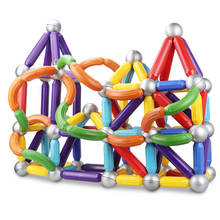 Магнитные блоки большого размера, магнитные планки и металлические шарики, магнитный дизайнерский набор, конструктор, игрушки для детей, подарки 2024 - купить недорого