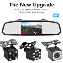 5,0 дюймов 800*480 HD ЖК-монитор зеркало заднего вида автомобиля авто помощь при парковке светодиодный ночного видения резервная камера заднего вида 2024 - купить недорого