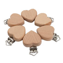 Chenkai-Pinzas para chupete de corazón de madera, juguete sensorial de dentición para bebé, ecológico, orgánico, DIY, 50 Uds. 2024 - compra barato