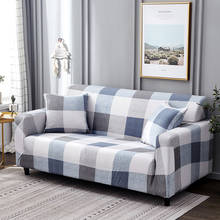 Capa de sofá elástica, cores brancas e azul, cobertura para sofá, sofá de canto, para sala de estar, 1 peça 2024 - compre barato