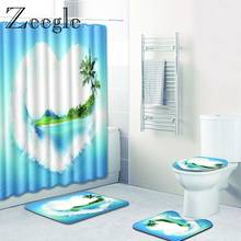 Zeegle 4Pcs Microfiber Bath Mat and Shower Curtain Set Bathroom Foot Pad Toilet Decor Mat Toilet Seat Cover Bath Accessories 2024 - buy cheap