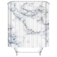 Занавеска для душа с мраморной текстурой, 3D занавеска для душа в ванную комнату, водонепроницаемая шторка из полиэстера с крючками 2024 - купить недорого
