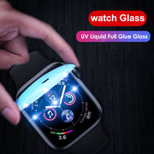 2020 Новый 21D протектор экрана из закаленного стекла для Apple Watch Series 5 4 полное покрытие УФ Клей 40 44 мм пленка 38 42 мм протектор экрана 2024 - купить недорого
