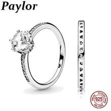 Paylor 925 Sterling Silver Clear Sparkling Crown Solitaire Ring For Women Engagement Gift Female Party Jewelry Accessories 2024 - buy cheap