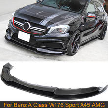 Labio delantero de coche para mercedes-benz Clase A W176 Sport A45 AMG A250 A260 2013-2018, parachoques delantero, pala, labio de doble cubierta de fibra de carbono 2024 - compra barato