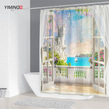 3D окно, открывание, пейзаж, окно с принтом в виде пейзажа, занавеска для душа, плесень моющиеся занавески, украшение ванной комнаты с крючком, занавеска 2024 - купить недорого