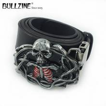 Bullzine zinc alloy skull belt buckle cowboy jeans gift belt buckle with PU belt with connecting clasp FP-03148 drop shipping 2024 - buy cheap