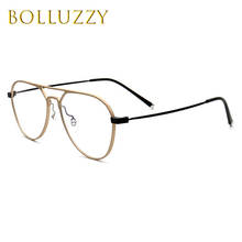 Monturas de gafas de aluminio y titanio ultraligeras para hombres y mujeres, lentes ópticas de doble puente de gran tamaño, marco de gafas graduadas Vintage 2024 - compra barato
