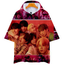 Moletom com capuz moda coreana kpop 3d, camisa feminina/masculina manga curta folgada moletom com capuz roupas k-pop 2024 - compre barato