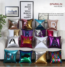 2019 Mermaid Sequins Cushion Cover Magical Throw Pillowcase Car Home Sofa Decoration Two Color Changing Reversible Cushion Cover 2024 - buy cheap