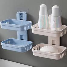 2019 Bathroom Suction Cup Soap Dishes Plastic Holders Wall-mounted Double-deck Creative Drainage Soap Storage Double Racks U3 2024 - купить недорого