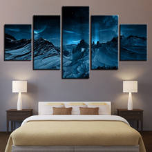 Canvas Painting Wall Art Home Decor Framework 5 Pieces Blue Aurora Borealis Snow Mountain Modern HD Printed Night Scene Pictures 2024 - buy cheap