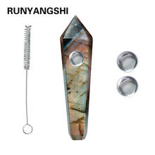 Runyangshi 1pc 100% natural cristal de quartzo tubo de fumo labradorite varinhas reiki cura presentes preço por atacado 2024 - compre barato