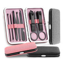 8pcs/set Multifunction Nail Clippers Stainless Steel Black Pedicure Scissor Tweezer Manicure Set Kit Nail Art Tools 2024 - buy cheap