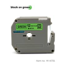 12mm MK-731 black on green label tapes M-K731 MK731 MK 731 mk731 mk-731 Compatible brother p-touch Label Printer for PT-80 PT-70 2024 - buy cheap
